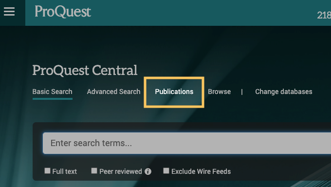 ProQuest Publication Search