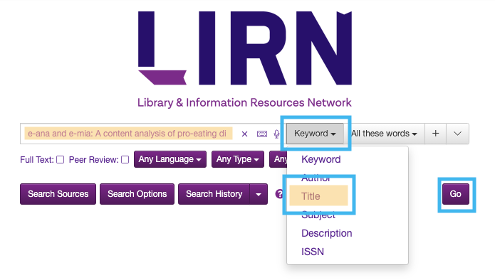 LIRNSearch Title Search